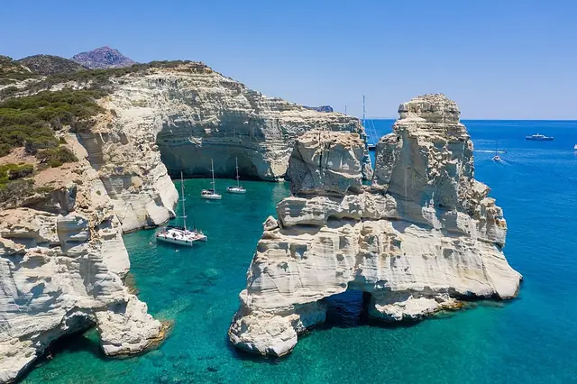 Kleftiko beach in Milos with calm water conditions
