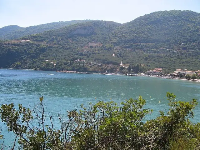 Keri Beach in Zakynthos, featuring a mixed shoreline with calm water conditions