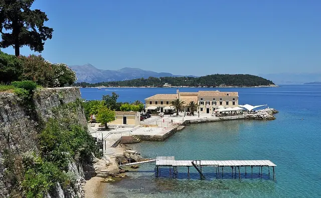 Faliraki Beach in Corfu with calm water conditions