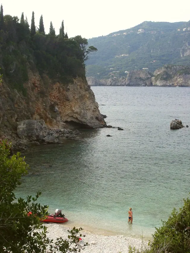 Rovinia Beach in Corfu